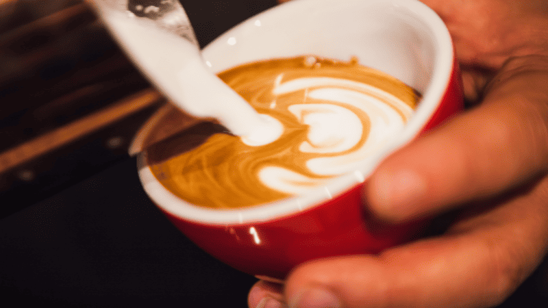 pouring milk for latte art